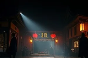蓝色停机坪：清晨机场停机坪上的蓝色导航灯